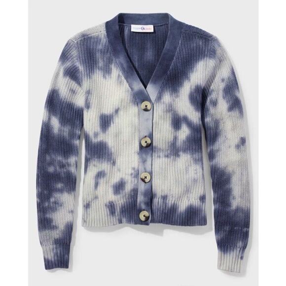 Sugar & Jade Tween Girls Blue Wonderland Tie Dye Button Up Cardigan Size M 10 - Picture 1 of 5